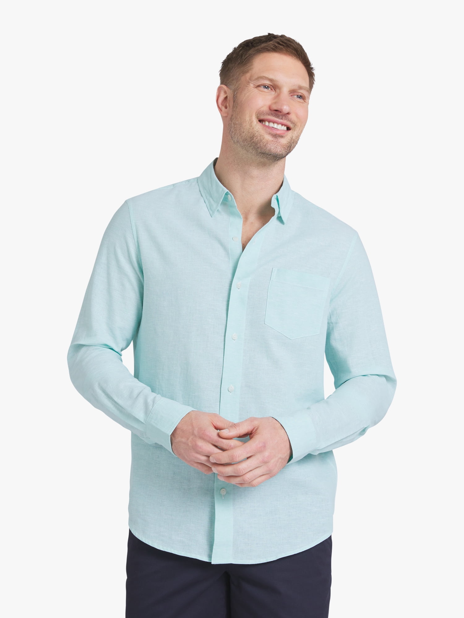 Chaps Men's & Big Men's Long Sleeve Linen Shirt, Sizes S-3XL