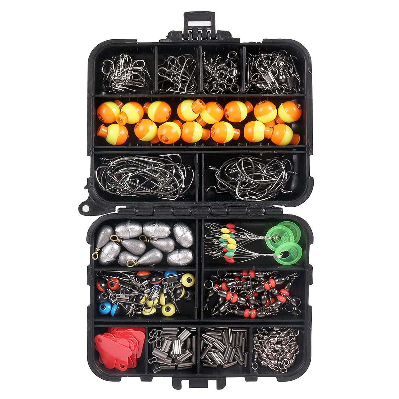 263pcs Fishing Accessories Set with Tackle Box Including Plier Jig Hooks  Weight Swivels Snaps Slides 