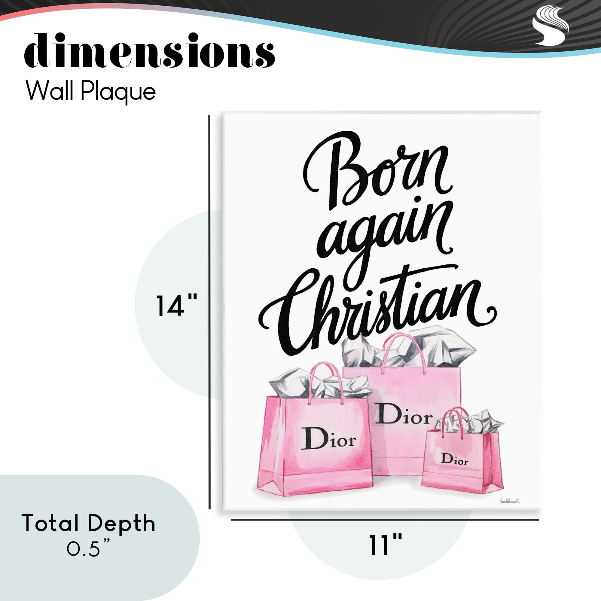 Pink Bags Born Again Christian Wall Plaque Art, design by Amanda Greenwood