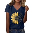 thumbnail image 2 of Blue Womens Tops Women's Sunshade Summer T Shirt Plus Size Loose Top Top Girls Short Sleeve Graphic Casual V Neck T Shirts for Women, 2 of 4