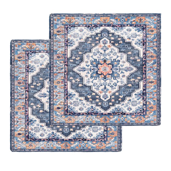 Blue Boho Kitchen Dish Towels for Drying Dishes Set of 2, Ethnic Geometric Middle Century Art Waffle Weave Microfiber Hand Tea Bathroom Towels Quick Dry & Absorbent Towel 12x12