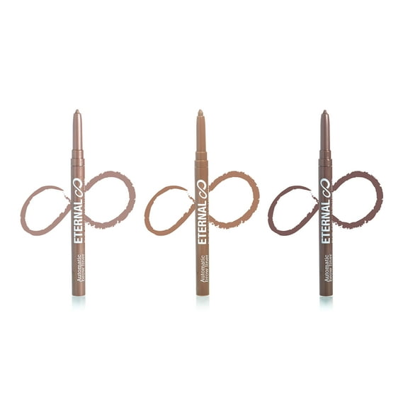 Eternal Automatic Waterproof Eyebrow Liner Set with Shaping Comb – Long Lasting, Professional and High Precision Eyebrow Liner Definer with No Sharpening, Retractable Twist Up Mechanism (3 Pack)