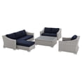 thumbnail image 2 of Modway Conway Sunbrella® Outdoor Patio Wicker Rattan 5-Piece Furniture Set in Light Gray Navy, 2 of 10