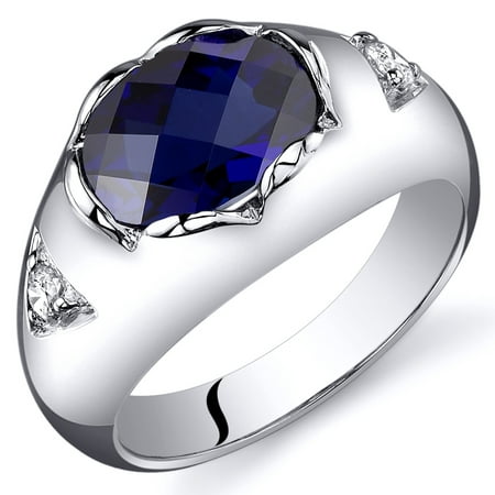 Peora 2.50 Ct Created Blue Sapphire Engagement Ring in Rhodium-Plated Sterling Silver