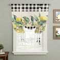 thumbnail image 2 of Yellow Lemons Tie Up Curtains for Windows, Adjustable Balloon Window Shades, Summer Botanical Black White Plaid Rustic Kitchen Window Treatments Farmhouse Short Curtains with Rod Pocket 42"x45", 2 of 8