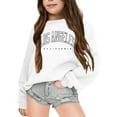 thumbnail image 3 of FAOWME Girls Casual Crewneck Sweatshirts Long Sleeve Cute Pullover Oversized Lightweight Tops White 8-9 Years, 3 of 8