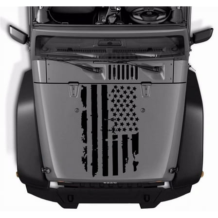 Zyutaosan Universal Red Distressed Usa Flag Hood Car Truck Window Sticker For Jeep Wrangler