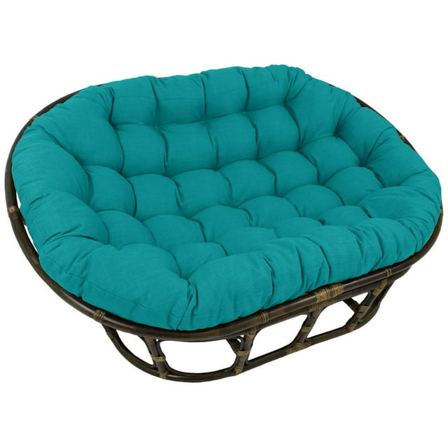 Blazing Needles Coussin Double Papasan d'Extérieur en Polyester Filé Uni, 65 x 48, Bleu Aqua