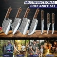 thumbnail image 3 of 14pcs Kitchen Knives Set -Kepeak Butcher Knife,Chef Knife, Boning Knife, Meat Cleaver - BBQ, Outdoor, Camping(Stripe), 3 of 6