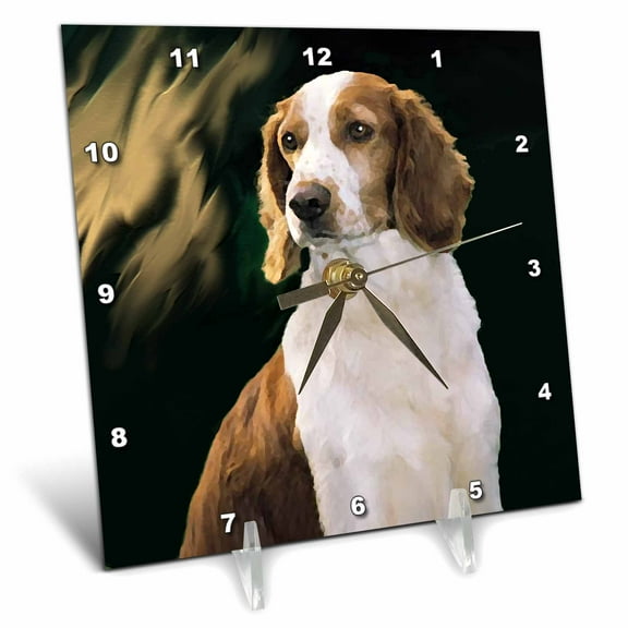 3dRose, Welsh Springer Spaniel, 6x6 Desk Clock