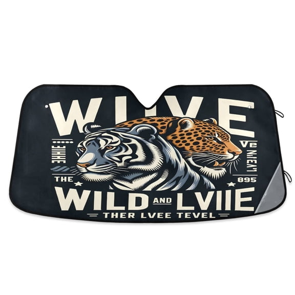 Tiger Leopard Wildlife Car Windshield Sun Shade Foldable Car Front Window Visor Heat and UV Protection 53x23.5