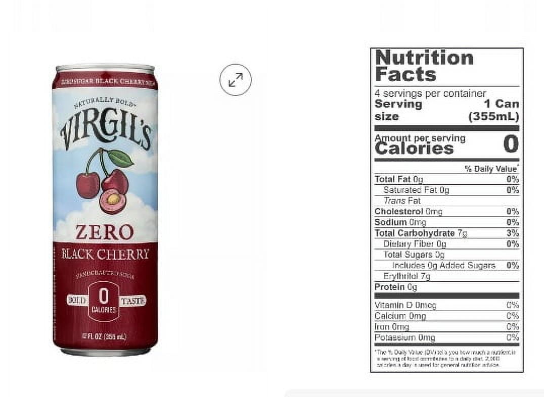 Virgil's Zero Sugar Black Cherry 12ounce (Pack of 12)