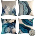 thumbnail image 1 of Conjunto de 4 fundas de almohada al aire libre, funda de cojín de jardín azul impermeable para patio, paquete de 4 fundas de almohada de 18x18 pulgadas Afortunado Sencillez, 1 of 5
