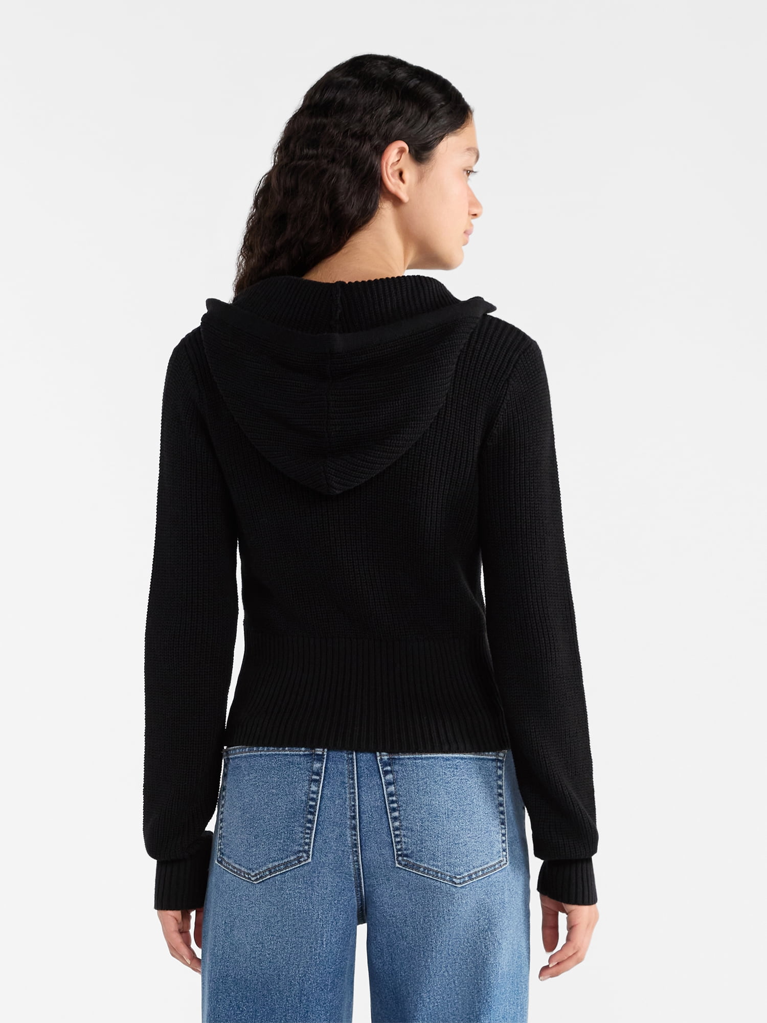 No Boundaries Two Way Zip Up Hoodie Sweater, Lightweight, Women's