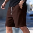 thumbnail image 3 of Dwellite Mens Corduroy Shorts Elastic Waist Drawstring SweatShorts Summer Beach Lounge Short with Pockets Brown M, 3 of 4