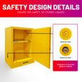 thumbnail image 2 of 12 Gallon Flammable Storage Cabinet, 18.11" x 23.23" x 35", Flammable Liquid Storage Cabinet with Adjustable Shelf ,Yellow, 2 of 7