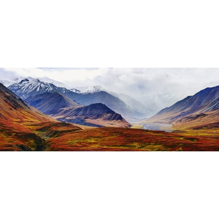 Colors Denali National Park Fall Colours And Alaska Range Denali National Park Alaska Stretched Canvas - Yves Marcoux Design Pics (23 x 9) ()