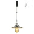 thumbnail image 1 of FSLiving Lampe Suspendue de Rail à Hauteur Réglable, Type J, Projecteur de Chenilles Élévatrices Rétractable avec Tige Télescopique, Tige Télescopique Réglable, Lampadaire à Monture, Juno, Bricolage, Abat-Jour Rétro, Argent - 1 Lumière, 1 of 7