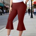 thumbnail image 2 of Hurxie Plus Size Capri Leggings for Women with Pockets Tummy Control Capri Yoga Pants High Waisted Leggings Wine,2XL, 2 of 6