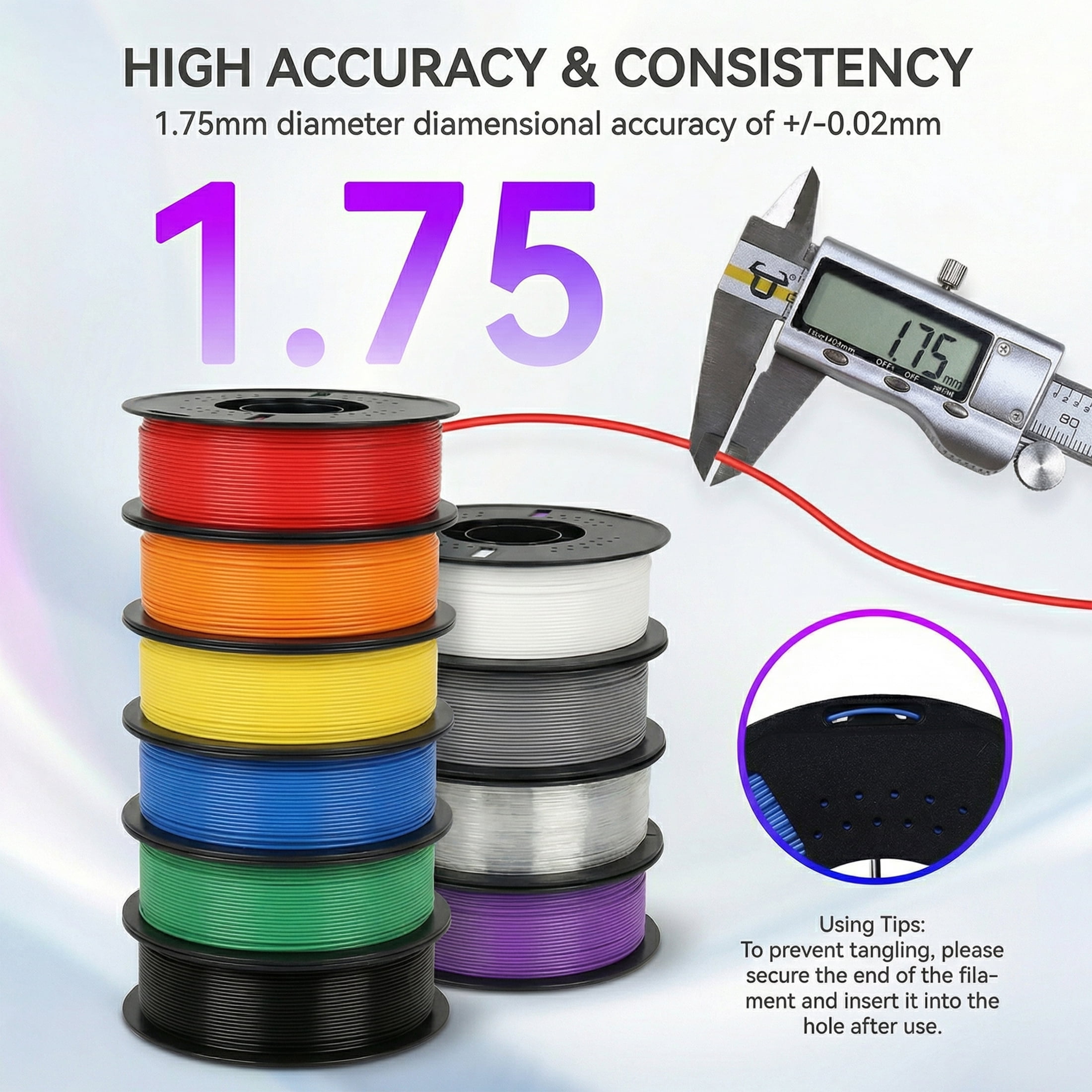 Epelay PLA Plus 3D Printer Filament, 1.75mm, 4 x 1kg Spools, Black, Gray, Red & Yellow, Compatible with Most FDM Printers