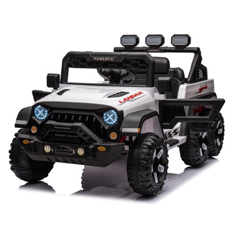 24V Ride-On Mega Pickup Truck for Kids - 4WD/110lbs Load/1Hr Runtime/Safety Start/Bluetooth/Parental Remote/Spacious Trunk