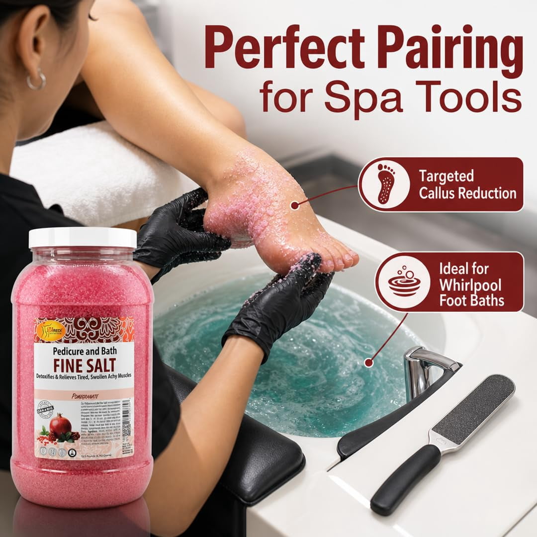 SPA REDI - Detox Foot Soak Pedicure and Bath Fine Salt, Pomegranate, 128 Oz - Made with Dead Sea Salts, Argan Oil, Coconut Oil, and Essential Oil - Hydrates, Softens and Moisturizes