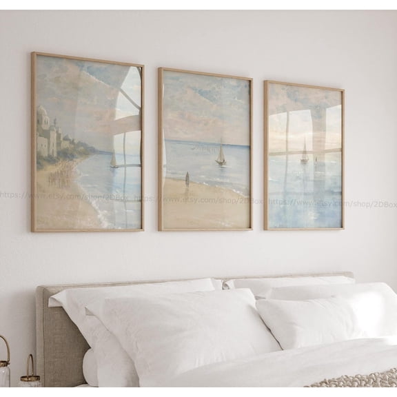 Coastal Christian Art Jesus Calms the Sea Christian Jesus Set 3 Unframed Paper Print 8x12