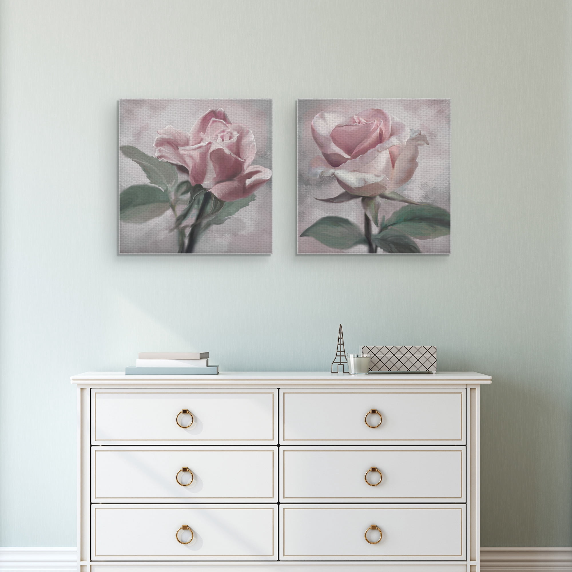 Masterpiece Art Gallery Rose Glow I & II Pink by Studio Arts Canvas Art Print Set of II 16" x 16"