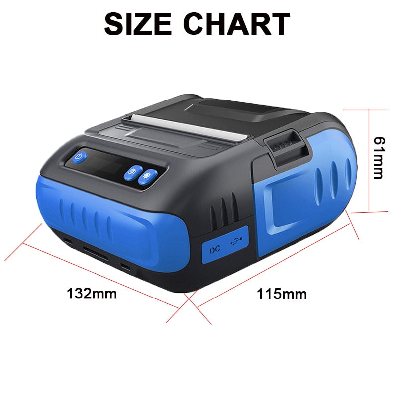 80mm Portable Bluetooth Printer Thermal Barcode Printer 3 inch Label Receipt 2 in 1 Printer ,Fast-Drying Ink with Crisp Output