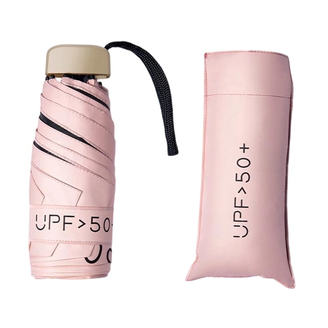 Paraguas de viaje resistente, 2 en 1, resistente al agua, plegable y portátil. Rosa