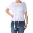 thumbnail image 3 of RACHEL ROY $59 Womens New 1149 White Cropped Tie Front Short Sleeve Top L B+B, 3 of 4