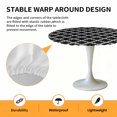 thumbnail image 6 of Moroccan Pattern Elastic Fitted Round Table Cover Geometric Trellis Black Waterproof Outdoor Tablecloth for Holiday Party, Picnic, Patio & Dining Fits Tables Up to 36"-44", 6 of 8