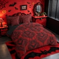 thumbnail image 2 of Homewish Spooky Halloween Bat Damask 7-Piece King Bedding,Antique Floral Print King Bed in a Bag,Red Black,Black Reversible, 2 of 8