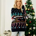 thumbnail image 3 of SWSMCLT Women's Christmas Pullover Sweaters Warm Winter Chunky Soft Top Fall Long Sleeve Knit Crewneck Navy X-Large, 3 of 4