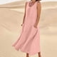 thumbnail image 1 of TaTaai Elegant Maxi Dress Women, Sleeveless V-Neck Long Dress with Pockets, Solid Color Flowy Summer Gown, Casual Breathable Evening Appare Gift, 1 of 7