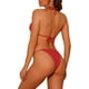 thumbnail image 3 of INSPIRAR CHIC Conjuntos de Bikini de Dos Piezas con Cadena para Mujeres, Ribeteado, Ajustable, Con Tiras en la Espalda, Trajes de Baño, Talla X-Large, Rojo, 3 of 5