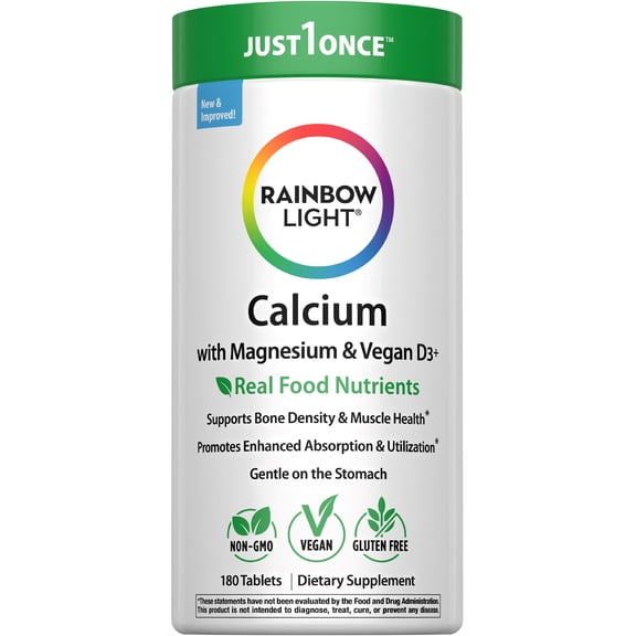 Calcium with Magnesium and Vitamin D3 | 180 Tablets | by Rainbow Light