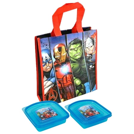 Marvel Avengers Sandwich Containers BPA-Free 2-Pack & Non Woven 12