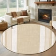 thumbnail image 2 of Vintage Cream Striped Round Rug 8ft Washable Circle Rugs Non Slip Farmhouse Modern Stripes Boho Linen Large Area Rug Indoor Floor Carpet for Bedroom Kitchen Living Room Office Dining Room Nursery, 2 of 9