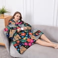 thumbnail image 5 of Oversized Wearable Blanket Hoodie,Yorkie Dog and Flower Florals Sherpa Blanket Hoodie with Super Pockets,Super Warm Fuzzy Pullover for Women & Men, 5 of 6