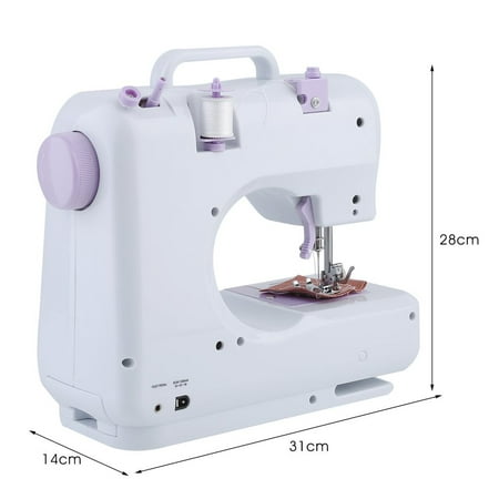 CNMODLE Multifunctional Double Thread Double Speed 12 Pre-Set Stitches Mini Household Sewing Machine 505A Presser Foot