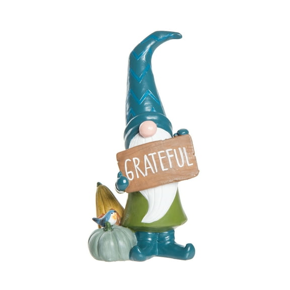 Standing Gnome Holding "Grateful" Sign Thanksgiving Figurine