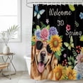 thumbnail image 6 of Spring Dog Shower Curtain Set - Long 72" x 84" Washable Bathtub Curtain with 12 Hooks, Black Watercolor Botanical Floral Sunflower Waterproof Fabric Stall Shower Curtains for Bathroom/Bathtub Décor, 6 of 6