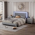 thumbnail image 2 of Miekor Furniture 3-Pieces Bedroom Sets,Queen Size Upholstered Platform Bed with LED Lights and Two Nightstands-Gray 659E, 2 of 15