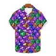 thumbnail image 3 of Cloaraye Mens Mardi Gras Shirt Plus Size Short Sleeve Button Down Hawaiian Shirts Carnival Turndown Collar Summer Tops Beach Vacation Holiday, 3 of 5