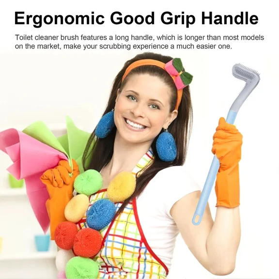 Golf Toilet Brush Long Handled Wall Mounted Bathroom Cleaner Scrubber W/Hook 16"