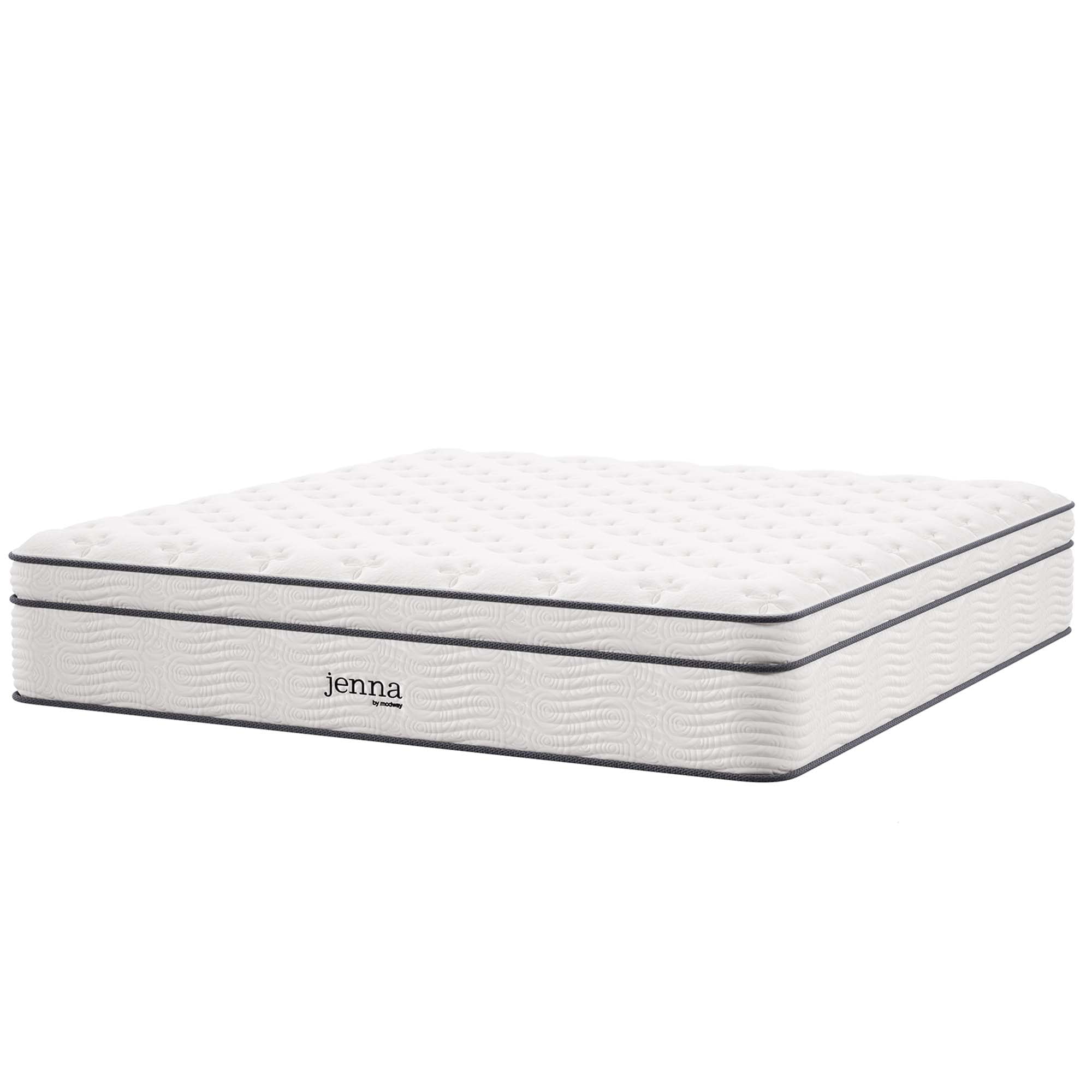 Modway Jenna 14" Modern Innerspring and Foam King Mattress in White
