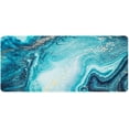 thumbnail image 4 of Mouse Pad with Stitched Edge Premium Textured Smooth Precise Operation Washable Non-Slip Rubber Base Desktop Protection Desk Mat, 35.4 x 15.7 inches, Blue Marble Gold, 4 of 5