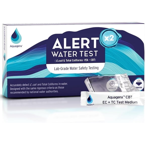 Aquagenx Alert p/a Test Kit – Lab-Grade Home Water Testing Kit for E. Coli, Ideal for Wells, Drinking Water, and Tap Testing (2 pack)