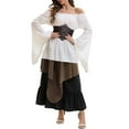 thumbnail image 7 of Renaissance Peasant Dress for Women Off Shoulder Lace Up Corset Pirate Costume Medieval Asymmetrical Skirt Dress, 7 of 7